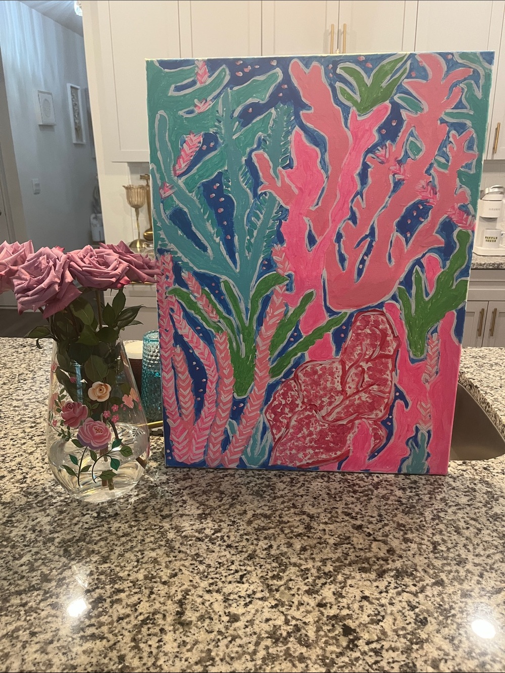 Beautiful Lilly Pulitzer inspired acrylic hand painting.